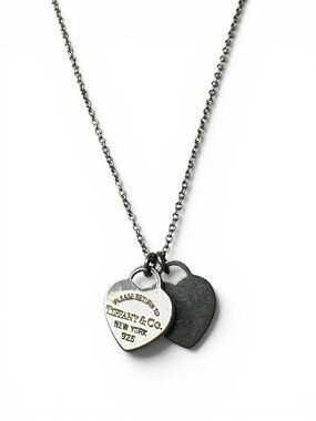 Tiffany & Co Return to Tiffany Double Heart Tag Necklace Sterling Silver 925